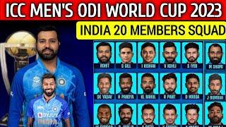 ICC ODI World Cup 2023  Team India 20 Members Squad  India Squad For ODI World Cup 2023 