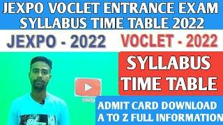 Jexpo and Voclet Entrance Exam Syllabus 2022  polytechnic admission exam   jexpo voclet syllabus