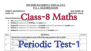 Class-8 Maths Periodic Test-1  KV Question Paper PT-1 Examination For Kendriya Vidyalaya Students