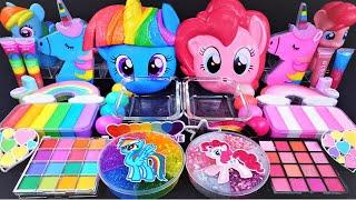 Little Pony Slime Mixing Random Cute shiny things into slime #ASMR #slimevideos #Rainbow #슬라임