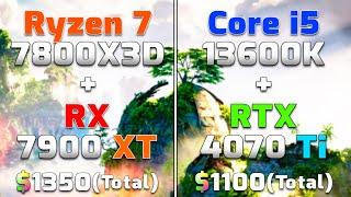 Core i5 13600K + RTX 4070 Ti vs Ryzen 7 7800X3D + RX 7900 XT  PC Gameplay Tested