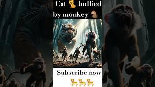 Cat bullied by monkey #cat #by #monkey #attack the lion #trending #viral #short