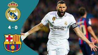 ملخص مباراة ريال مدريد وبرشلونة 4-0 أخر هاتريك لكريم بنزيماإياب نصف نهائي كأس الملك فهد العتيبي