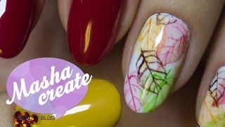 Дизайн ногтей Акриловыми Красками для ногтей + Гель Лак. Маникюр Осень - листья на ногтях