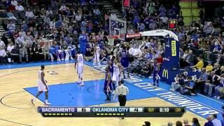 Serge Ibaka pins Cousins dunk attempt Apr 13 2012