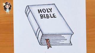 How to draw a Holy Bible easy  Bible drawing  Book drawing  Pencil sketch