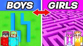 BOYS vs GIRLS MAZE Build Challenge in Minecraft