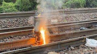 Railway line repair with Thermite welding  train track repair