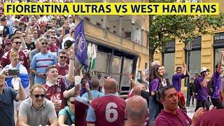 West Ham fans CLASH with Fiorentina Ultras in Prague before Europe Conference Final