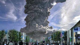 Volcano Sakurajima erupted in Japan Ashes covered Kagoshima