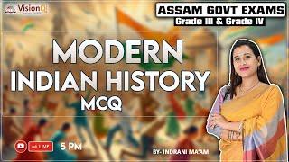 Modern HISTORY Mcq  Most Important  Assam Govt exams  APSC ADRE SI  by Indrani maam  @VisionQ