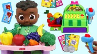 Cocomelon Cody Grocery Shopping with Toy Cash Register & Kids Learning SpongeBob Imagine Ink Book