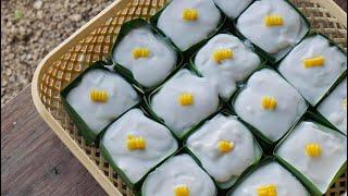 Khanom Tako Recipe - Thai Dessert - Pudding with Coconut Topping ขนมตะโก้