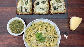 پاستا با سس پستو و تست پستو به همراه نواب - pasta pesto and pesto toast by navab