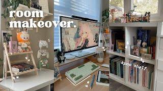 aesthetic & cozy room makeover  desk setup kpop shelf unboxing controller + desk accessories 