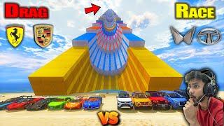 Powerful Indian Suv Cars Vs Super cars Sky ️Mega Ramp Drag Race Challenge GTA 5