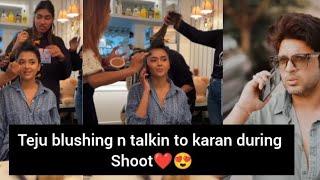 tejasswi prakash nd karan kundra talkin video call during shoot l Tejran cutest video