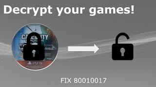 How to decrypt your games for CFW PS3  Fix error 80010017