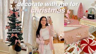 DECORATING MY ROOM FOR CHRISTMAS 2023 🩰️️ pink christmas decor haul room makeover