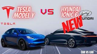 TESLA Model Y 2021 vs Hyundai Ionic 6 2023 Video & Specs Comparison