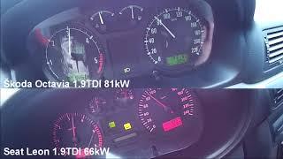 0-100 kmh - Škoda Octavia I 1.9TDI 81 kW vs Seat Leon 1.9TDI 66 kW