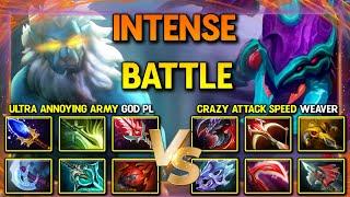 INTENSE CARRY BATTLE  Ultra Annoying Army Phantom Lancer Vs. Crazy Attack Speed Weaver 7.36b Dota 2