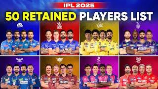 IPL 2025 All Teams 50 Retained Players List  IPL 2025 Retained Players List  IPL 2025 All Squad