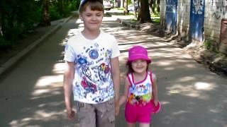 Nikita and Milana went to the river Walk to nature Childrens video