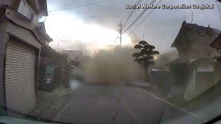 Dashcam video of strong Japan earthquake in January tsunami