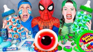 ASMR MUKBANG CANDY RED GREEN PARTY 레드 그린 푸드 챌린지  food challenge for Superheroes KIKIMO