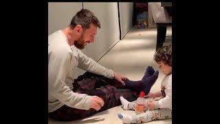 Lionel Messi & his son Ciro playing Bottle Flip  Cute