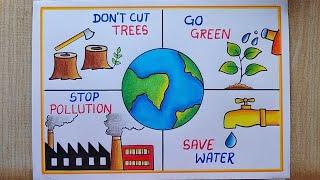 Earth Day drawing World Earth Day Poster drawing Save earth poster Save Environment Drawing