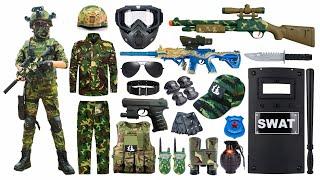 Special Police Weapons Toy set Unboxing-M416 guns S686 Shotgun Gas mask Glock pistol Dagger