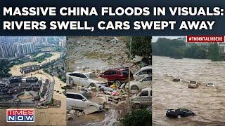Massive China Floods In Visuals Intense Rains Cars Swept Away Rivers Swell Millions Threatened