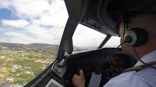 Madeira Funchal gusty landing cockpit view