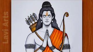 How to draw bhagwan Shree Ram  Lord Shree Ram drawing  Easy step by step  Ramanavi drawing