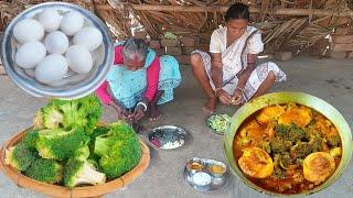 CHICKEN MEAT CURRY with BROCCOLI cooking prepared by our tribe grandmother.