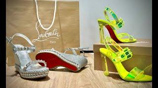 ASMR  New Unbox Christian Louboutin  Duniss & Pyraclou red bottom shoe haul try on heels sandals