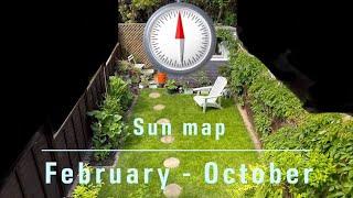 North Facing Garden UK Sun Map Feb to October