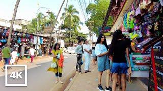 Walking in GOA from Calangute Beach to Baga Beach  Calangute Baga Main Road Market GOA  4K ASMR