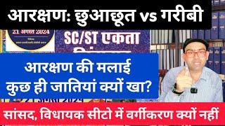 आरक्षण की मलाई कुछ ही जातिया क्यो खा रही? सांसद विधायक मे आरक्षण वर्गीकरण क्यो नही?sc st reservation