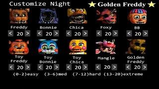 1020 EXTREME MODE  FIVE NIGHTS AT FREDDYS 2  GOLDEN FREDDY  MODO 1020  CUSTOMIZE NIGHT 