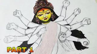 Maa Durga painting Outline drawingDurga puja special drawing
