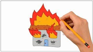 How to Draw Burning House Step by Step Easy  Coloring Book Page and Drawing Learn Colors For Kids