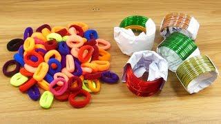 DIY Hair rubber bands & Old bangles craft idea  DIY art and craft  DIY HOME DECO