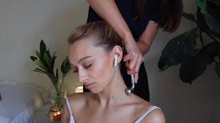ASMR massage on Johanna  whisper deep pressure hair pulling
