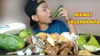 MAKAN PAKE SAMBEL TEMPE TAHU + IKAN ASIN + BERBAGAI LALAPAN  MUKBANG INDONESIA