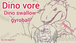 Jurassic park dino vore swallow gyroball+ inside Belly #V- ANIM 3 by Disregard67