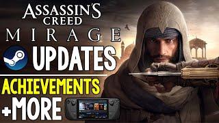 Assassins Creed Mirage STEAM Updates - Achievements Steam Deck Release Ubisoft Connect + More