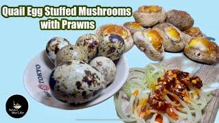 Quail Egg & Prawn Stuffed Mushrooms
